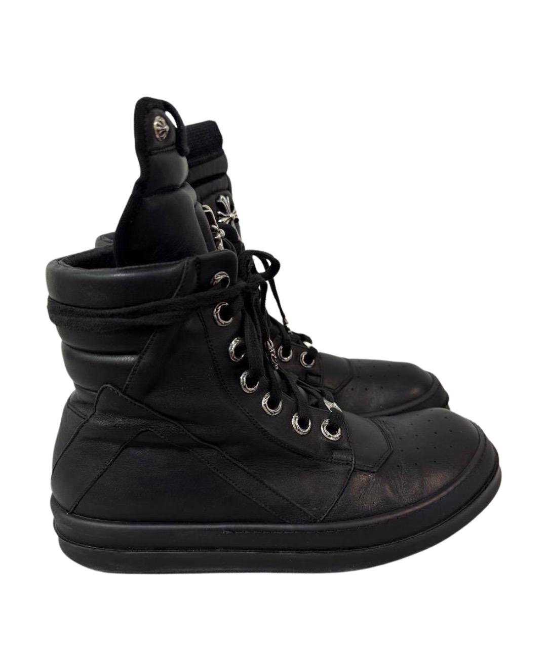 CHROME HEARTS Черные кожаные высокие ботинки, фото 1