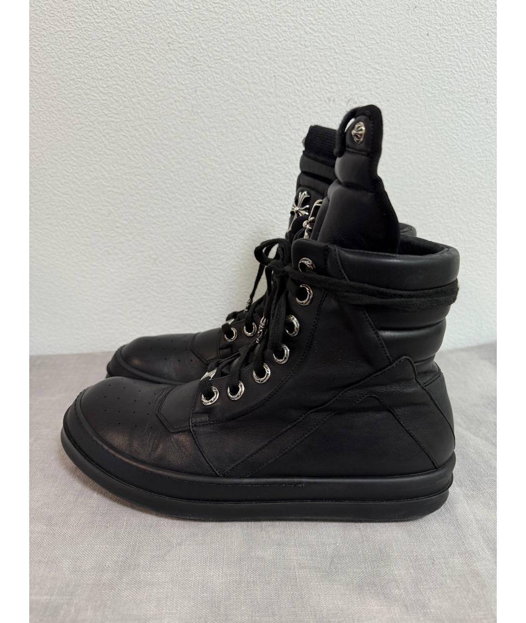 CHROME HEARTS Черные кожаные высокие ботинки, фото 10