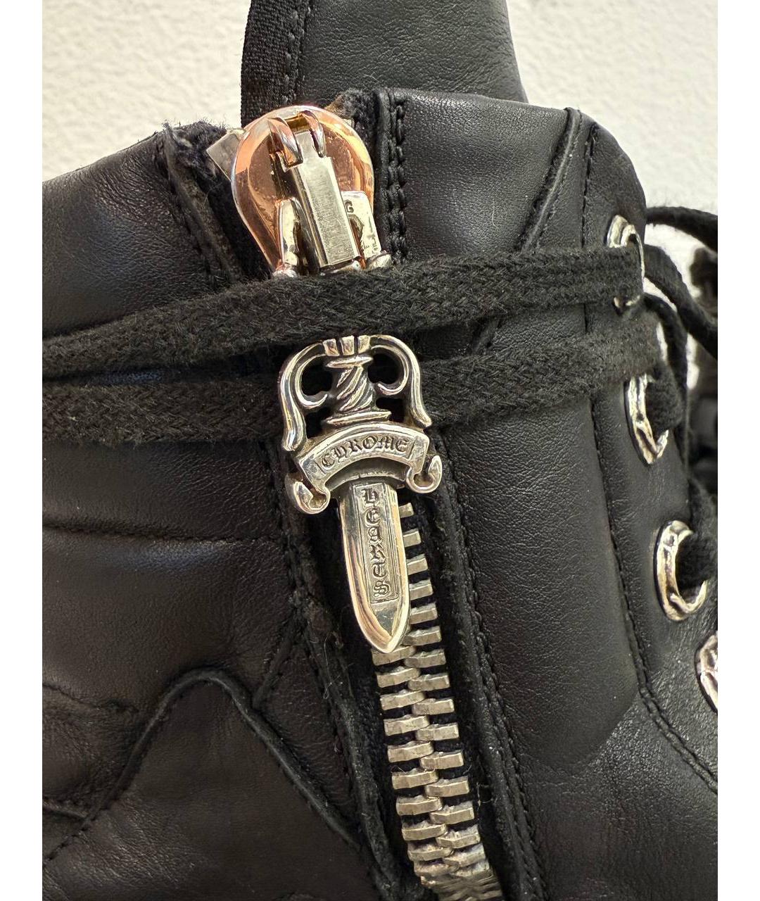 CHROME HEARTS Черные кожаные высокие ботинки, фото 7