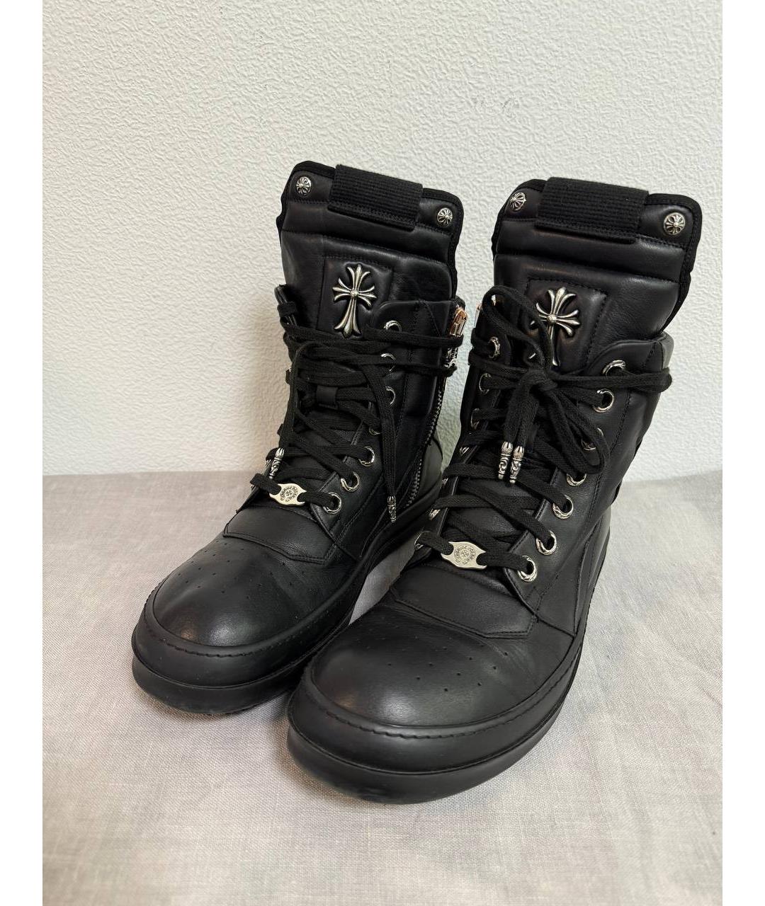 CHROME HEARTS Черные кожаные высокие ботинки, фото 2