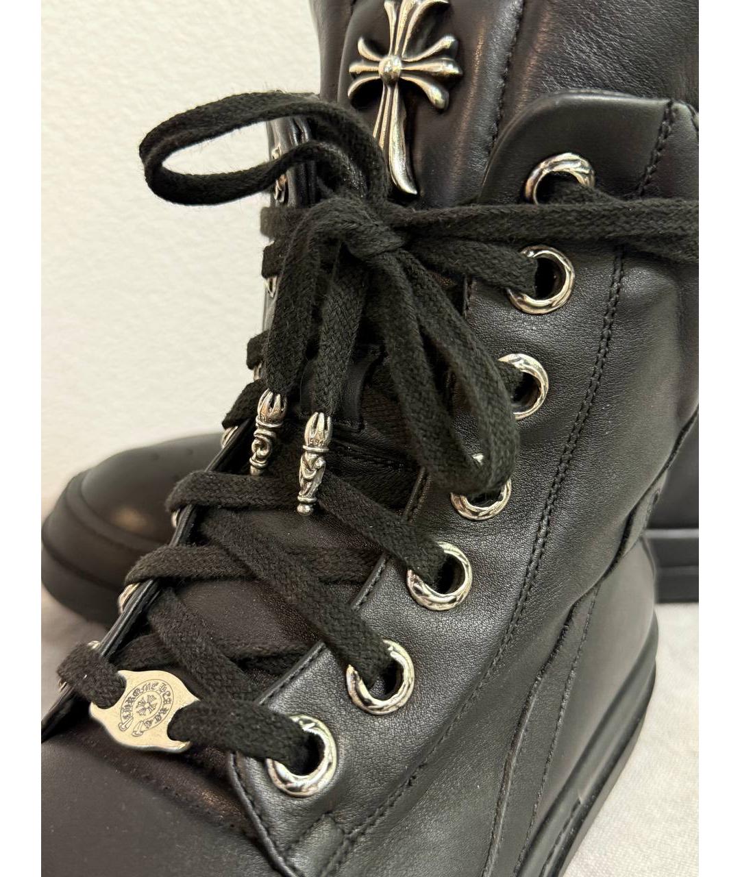 CHROME HEARTS Черные кожаные высокие ботинки, фото 6
