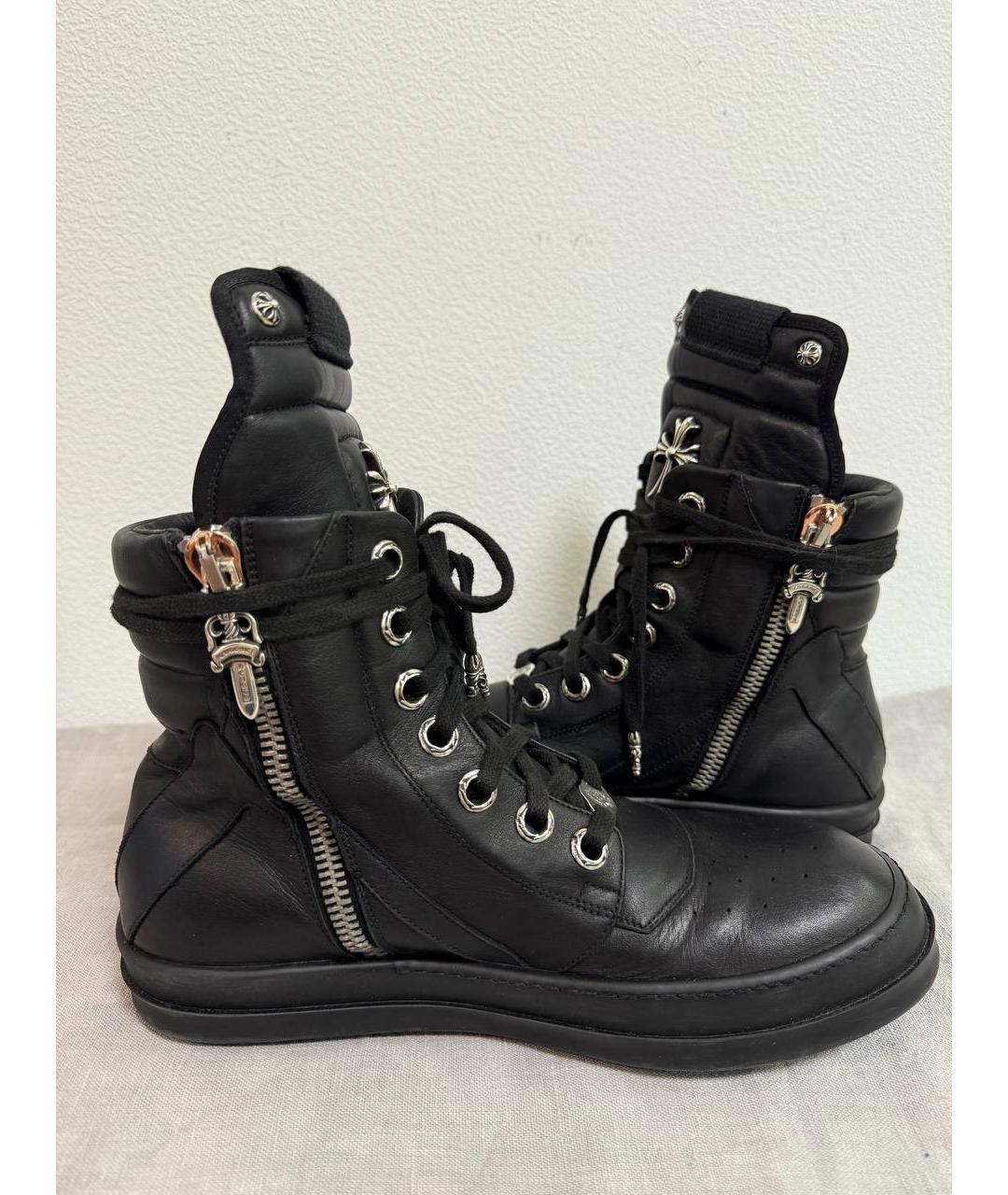 CHROME HEARTS Черные кожаные высокие ботинки, фото 3