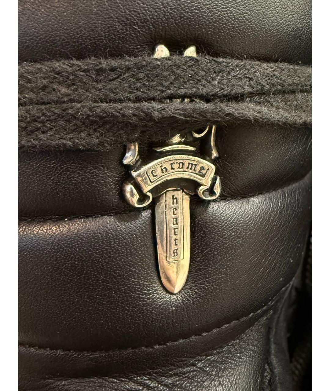 CHROME HEARTS Черные кожаные высокие ботинки, фото 8