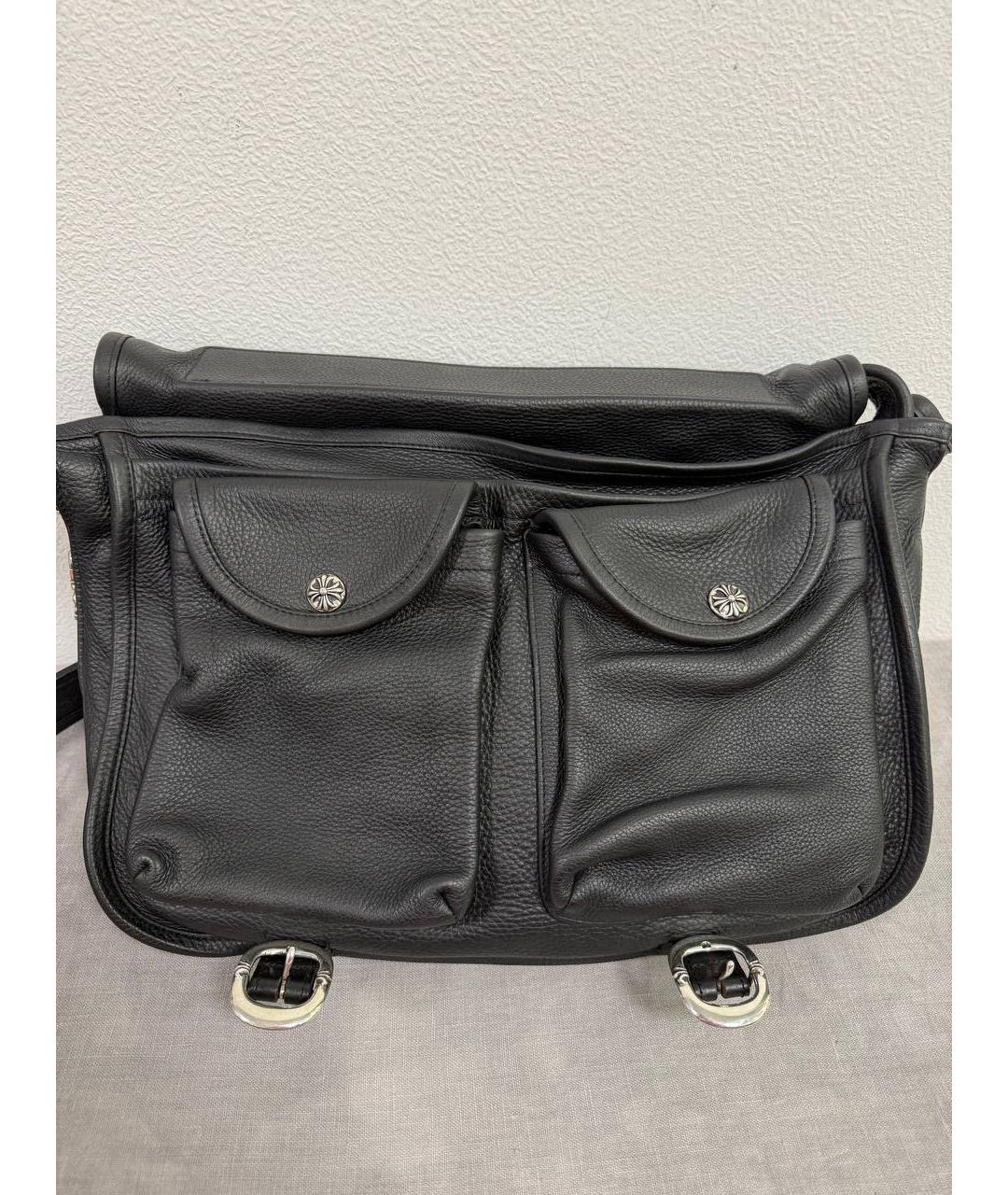 CHROME HEARTS Черная кожаная сумка на плечо, фото 3