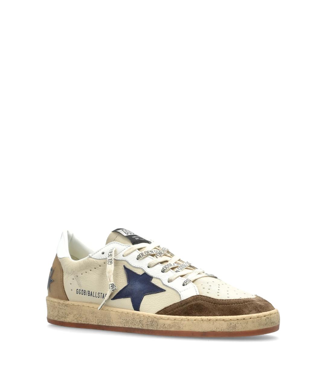 GOLDEN GOOSE Бежевые замшевые низкие кроссовки / кеды, фото 2