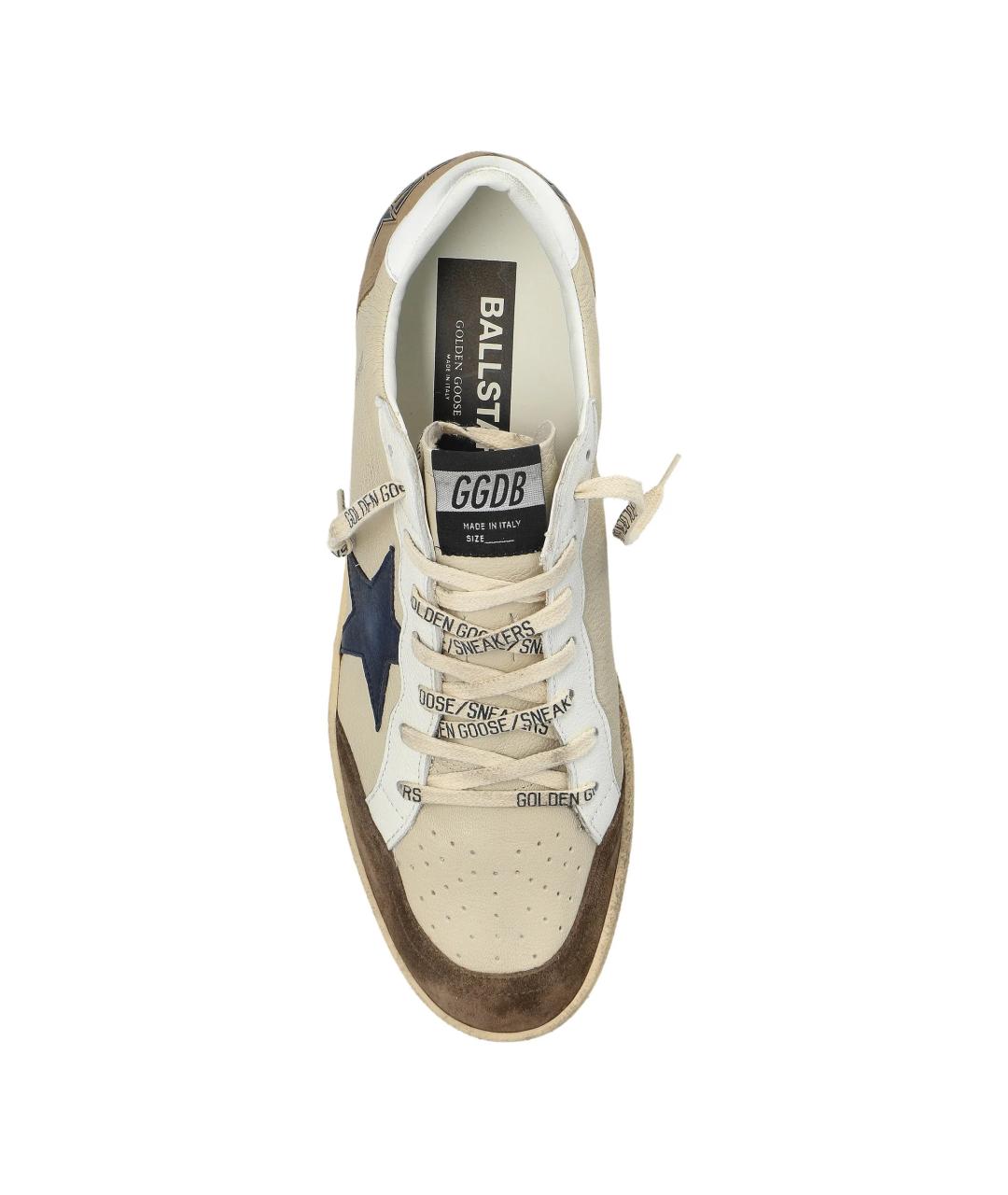 GOLDEN GOOSE Бежевые замшевые низкие кроссовки / кеды, фото 3