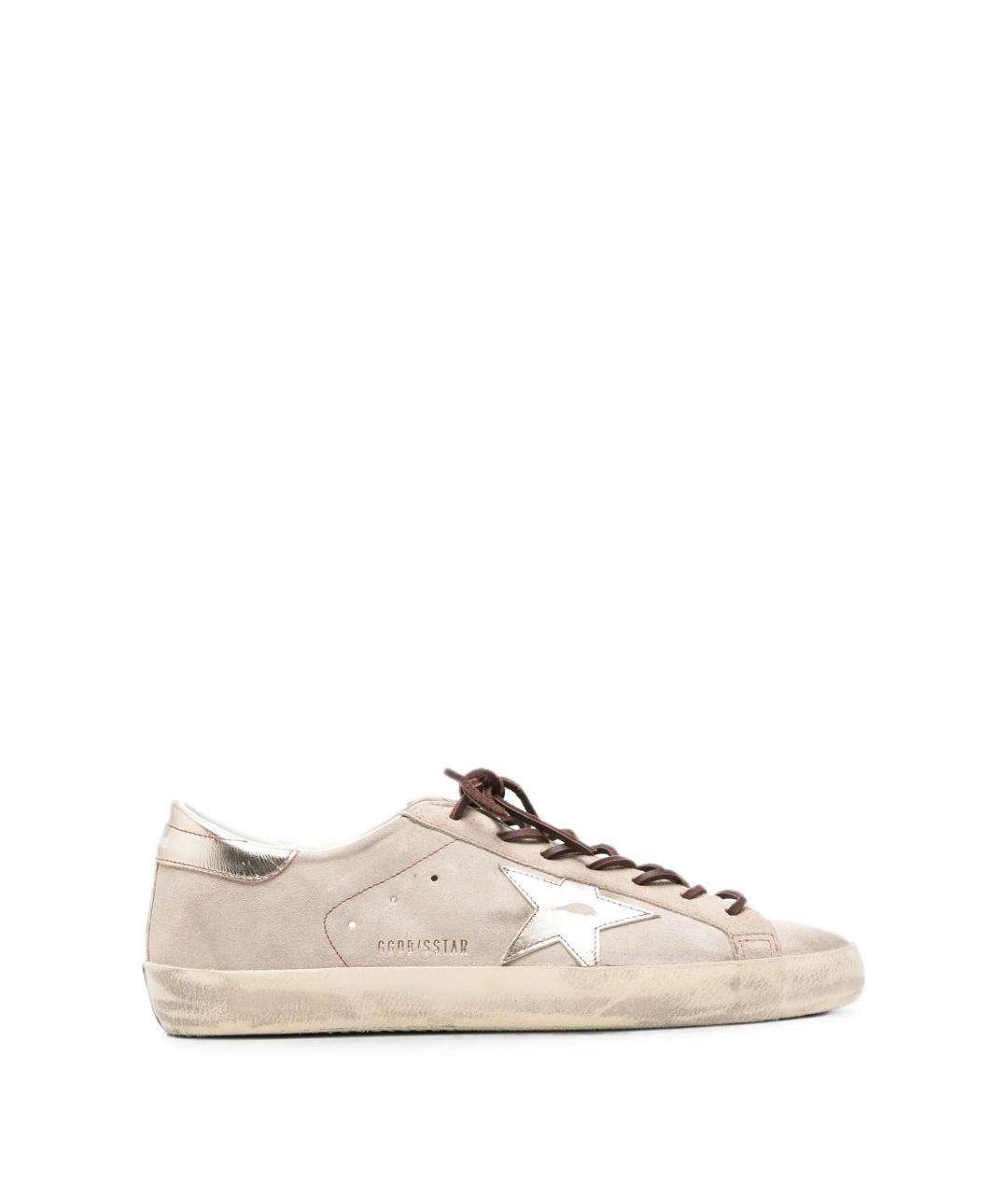 GOLDEN GOOSE Бежевые кожаные низкие кроссовки / кеды, фото 1