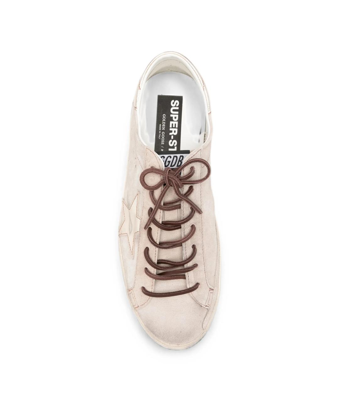 GOLDEN GOOSE Бежевые кожаные низкие кроссовки / кеды, фото 4