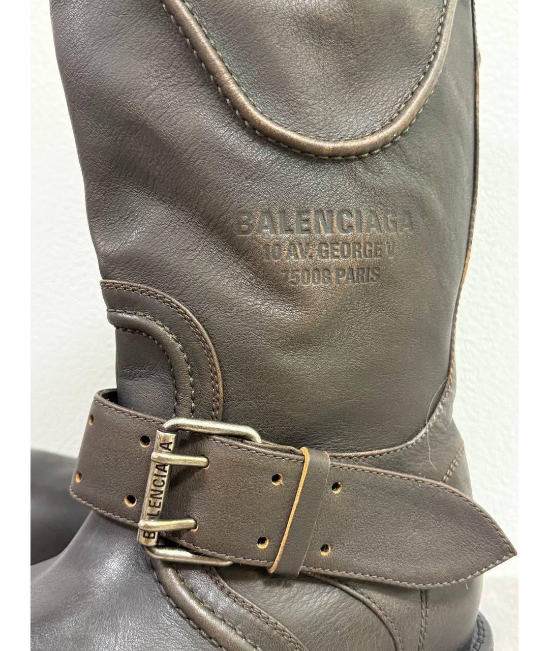 BALENCIAGA Коричневые кожаные высокие ботинки, фото 6