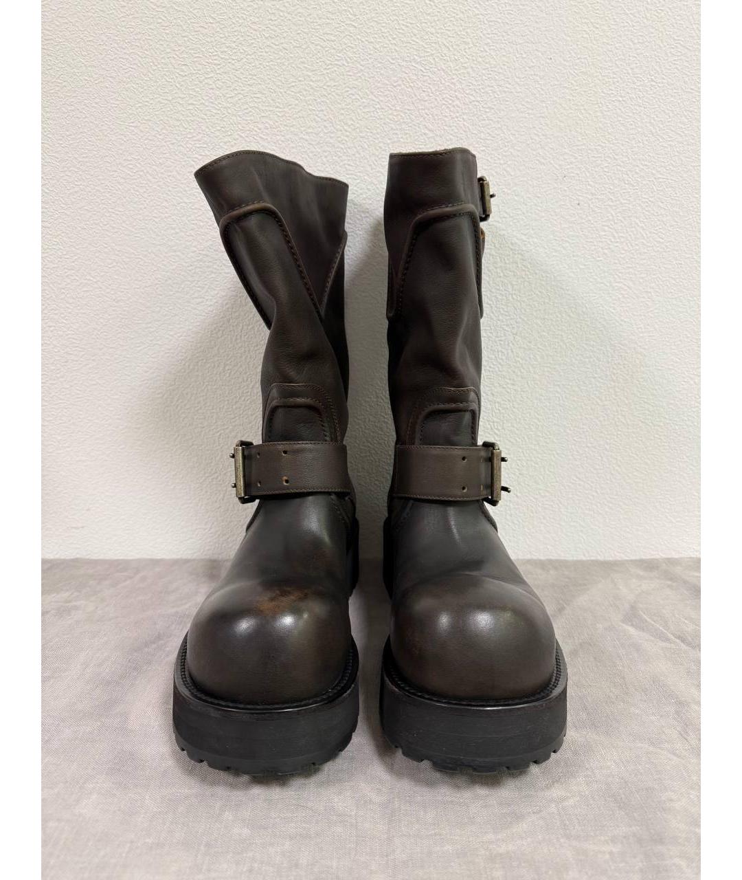 BALENCIAGA Коричневые кожаные высокие ботинки, фото 3