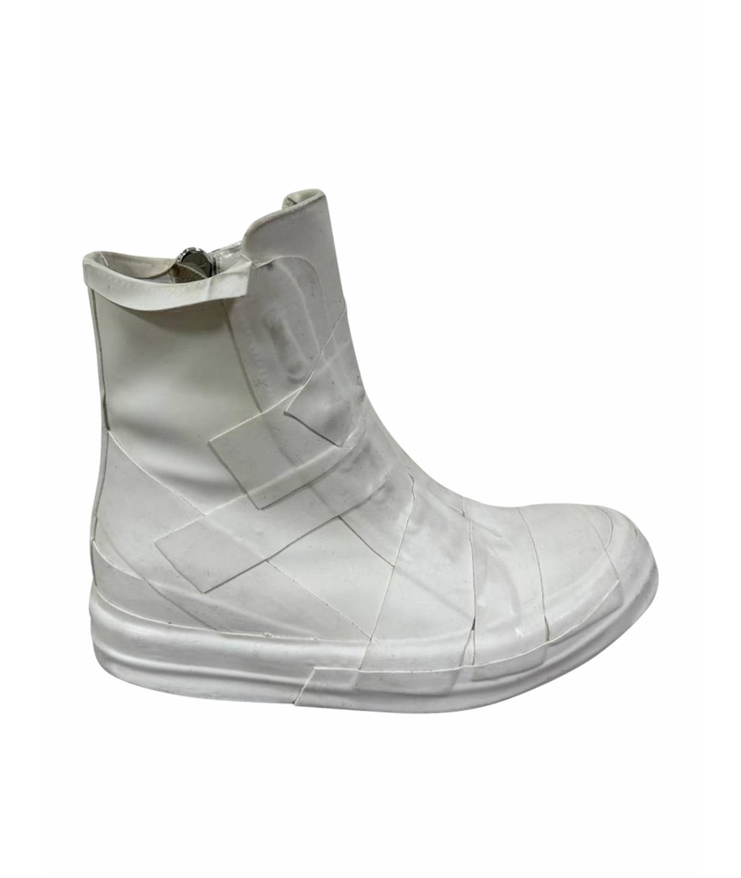 RICK OWENS Белые кожаные кеды, фото 1
