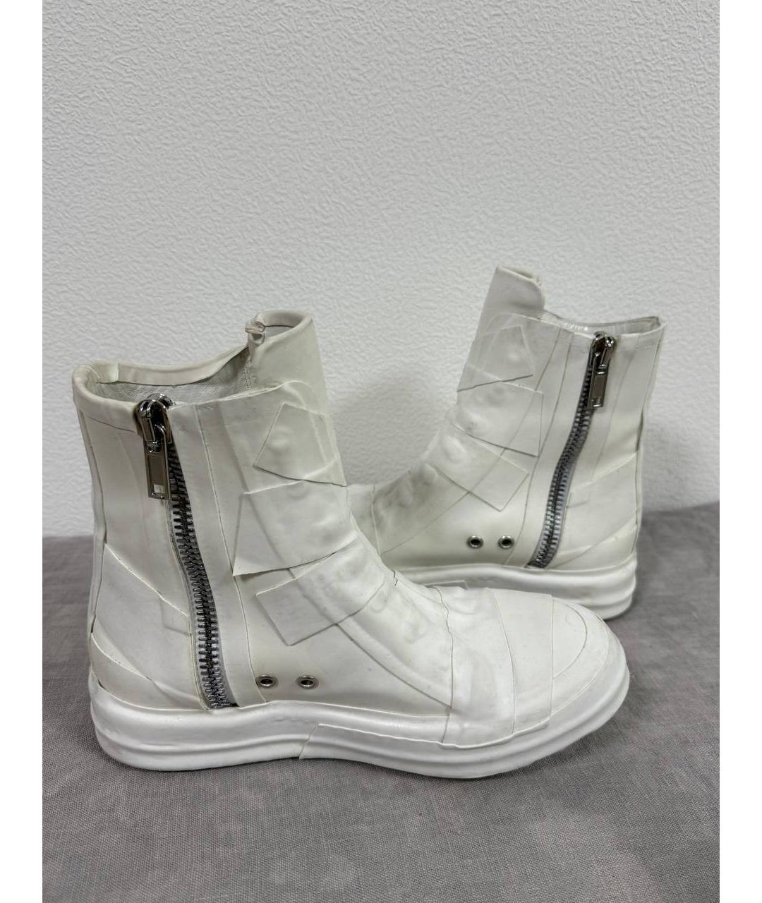 RICK OWENS Белые кожаные кеды, фото 4