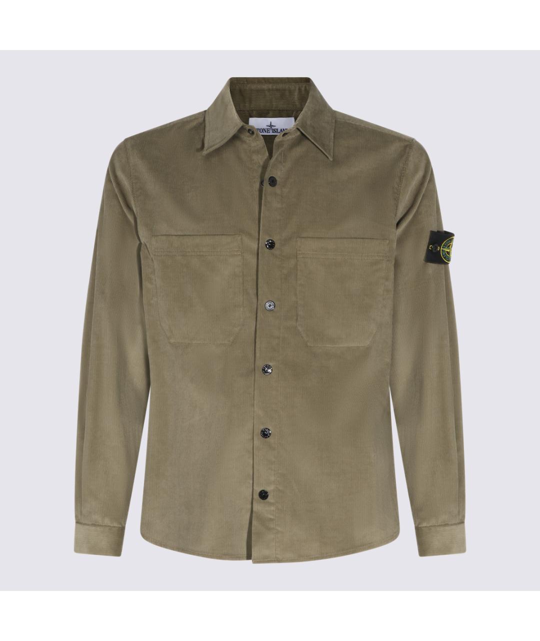 STONE ISLAND Хаки хлопковая кэжуал рубашка, фото 5