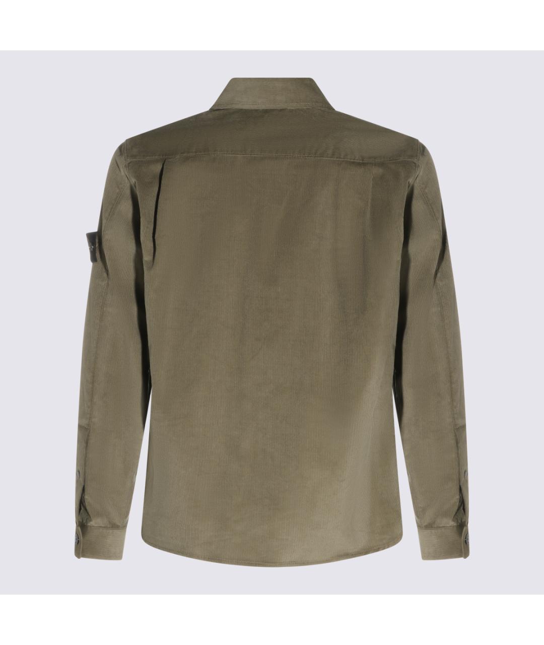 STONE ISLAND Хаки хлопковая кэжуал рубашка, фото 2