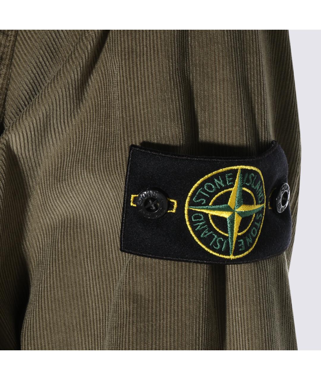 STONE ISLAND Хаки хлопковая кэжуал рубашка, фото 3