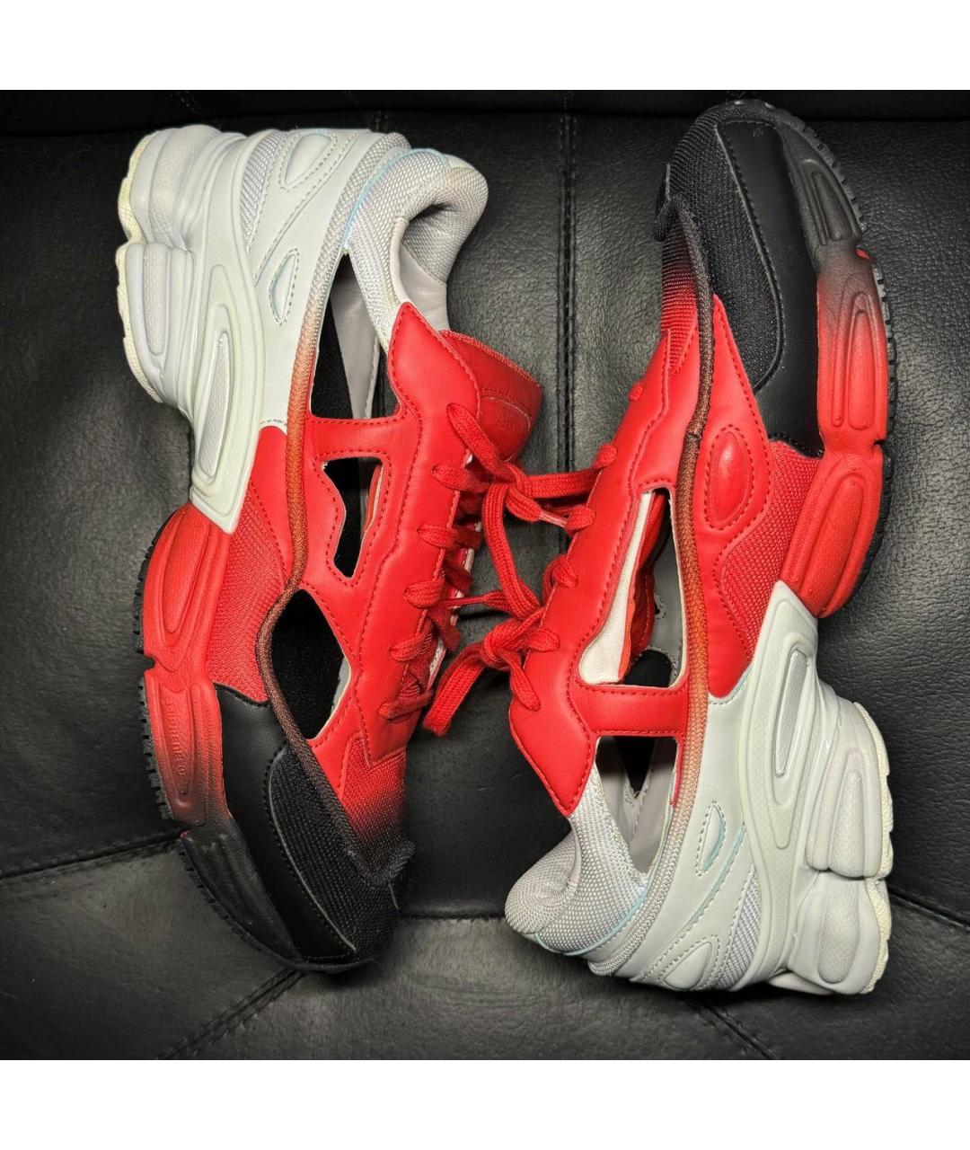 ADIDAS X RAF SIMONS Красные текстильные низкие кроссовки / кеды, фото 4