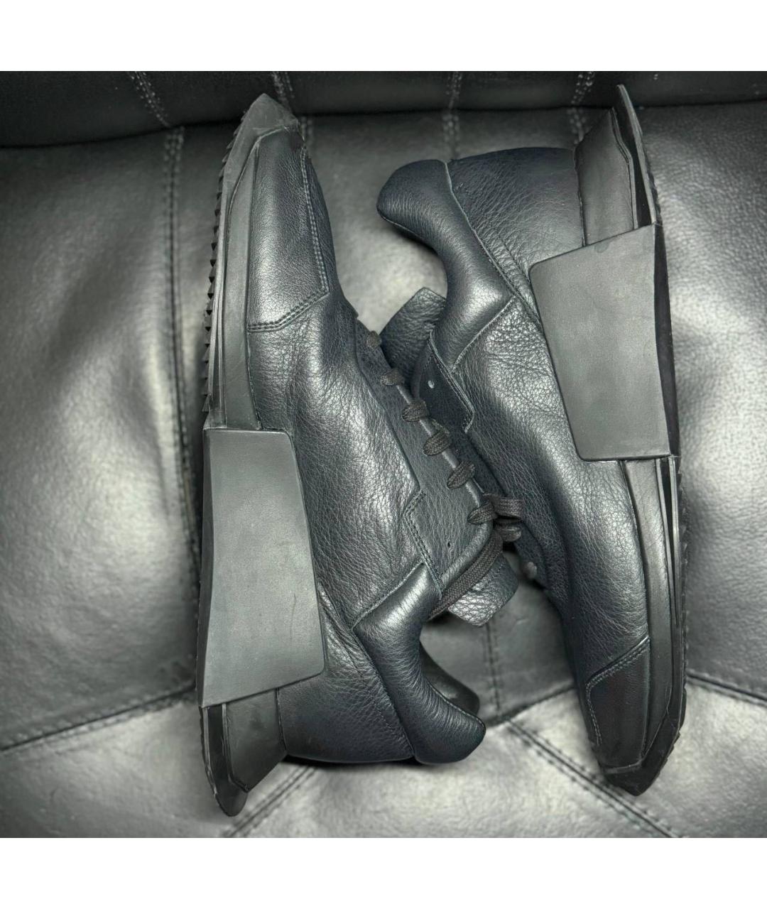 RICK OWENS Черные кожаные низкие кроссовки / кеды, фото 5