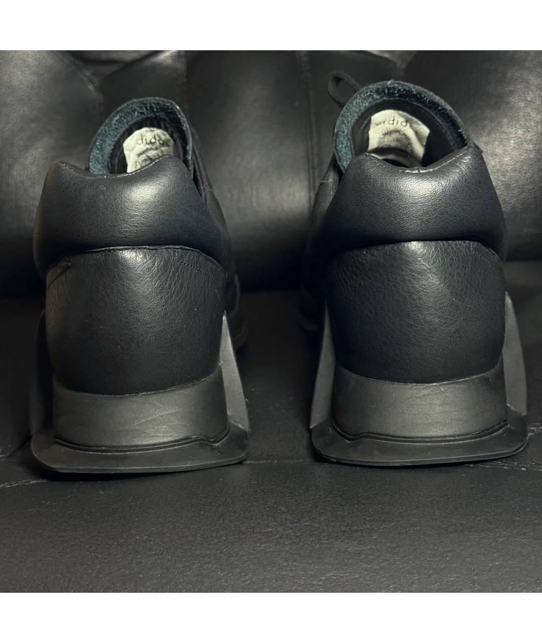 RICK OWENS Черные кожаные низкие кроссовки / кеды, фото 2