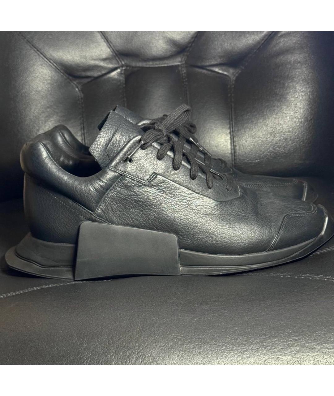 RICK OWENS Черные кожаные низкие кроссовки / кеды, фото 9