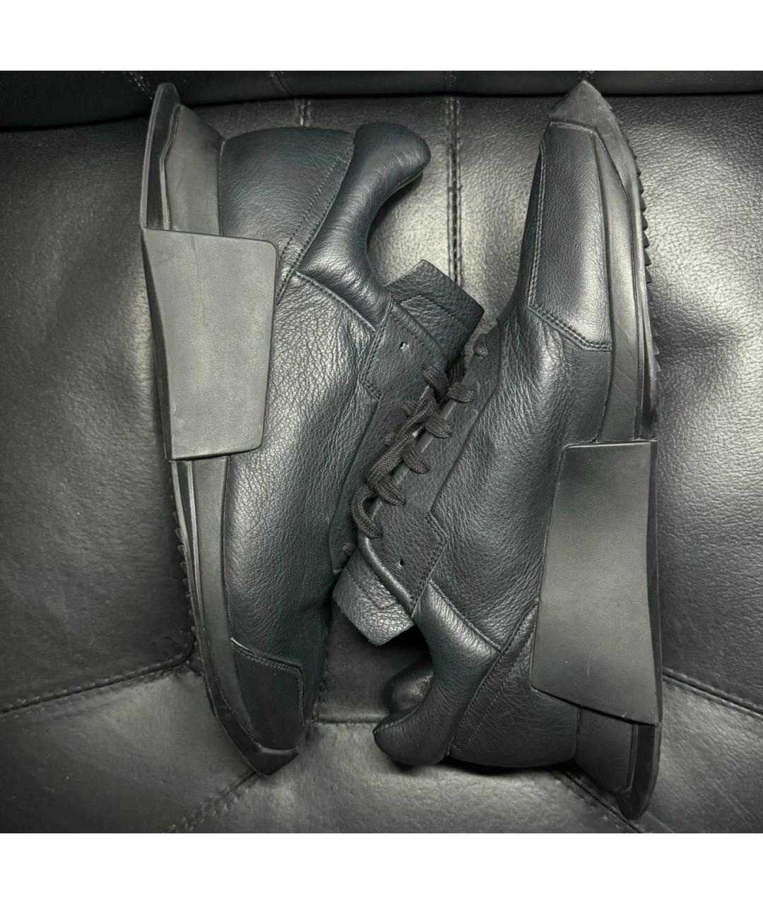 RICK OWENS Черные кожаные низкие кроссовки / кеды, фото 4