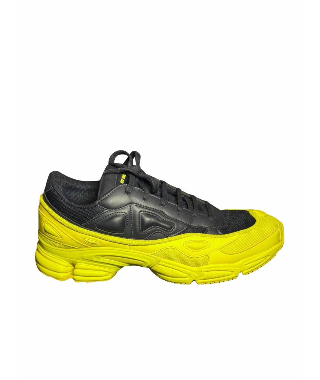 ADIDAS X RAF SIMONS Желтые текстильные низкие кроссовки / кеды, фото 1