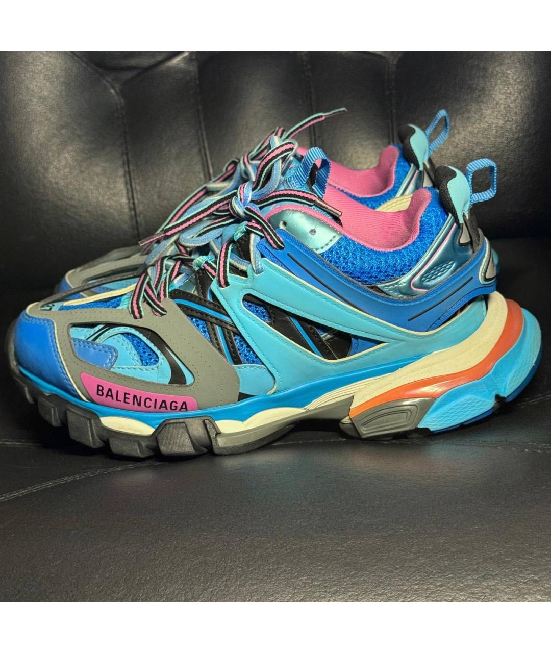 BALENCIAGA Бирюзовые текстильные низкие кроссовки / кеды, фото 3