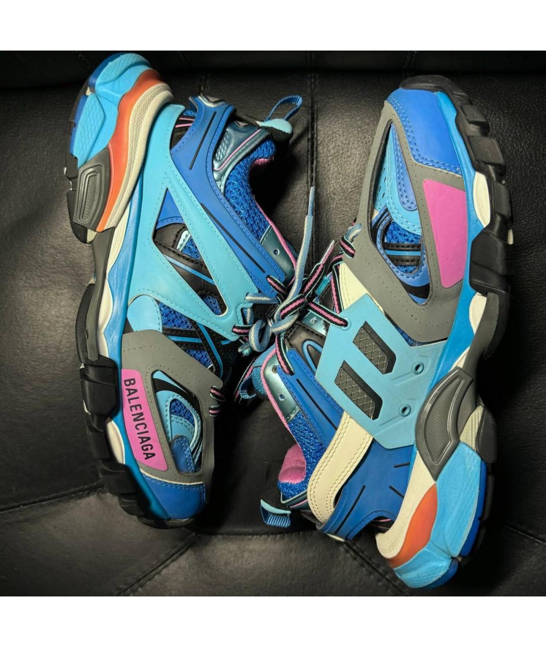 BALENCIAGA Бирюзовые текстильные низкие кроссовки / кеды, фото 4