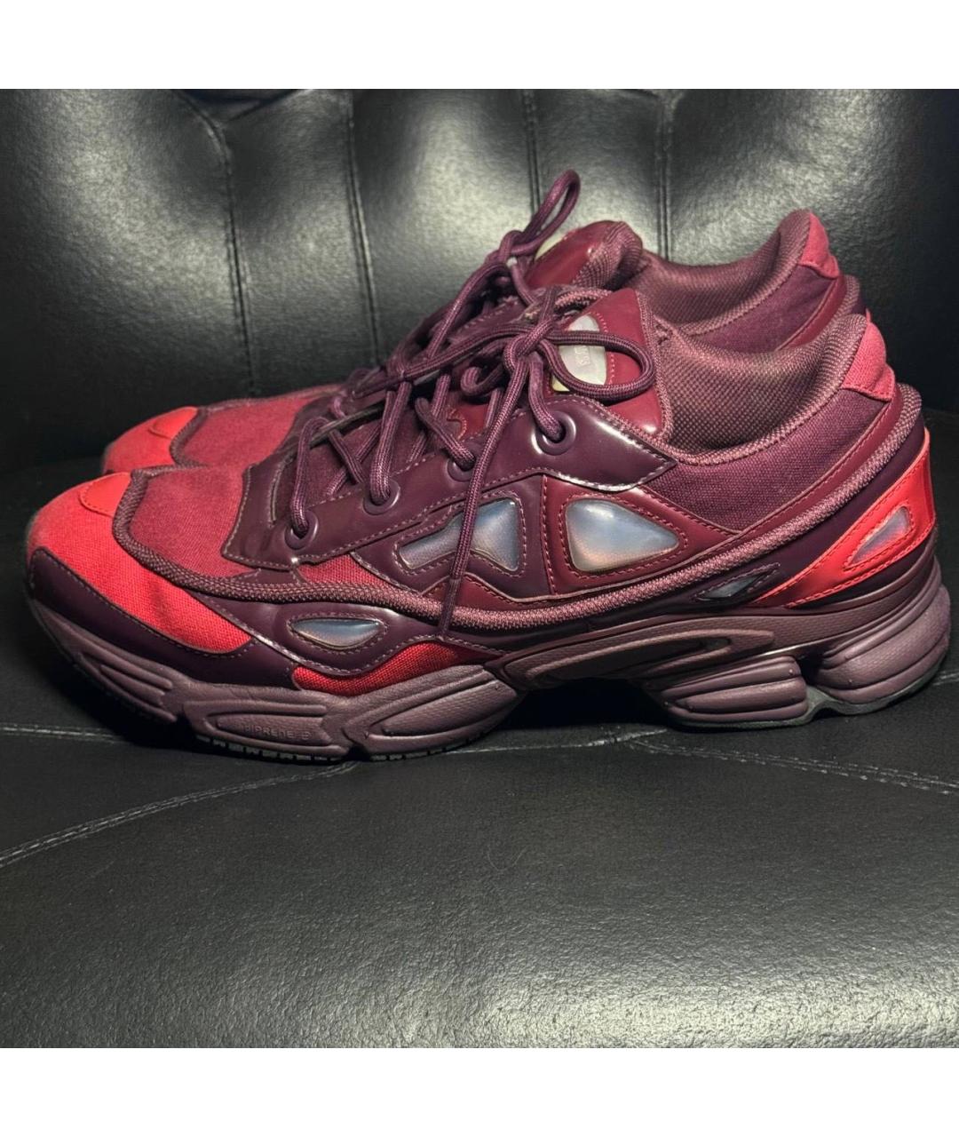 ADIDAS X RAF SIMONS Бордовые текстильные низкие кроссовки / кеды, фото 3