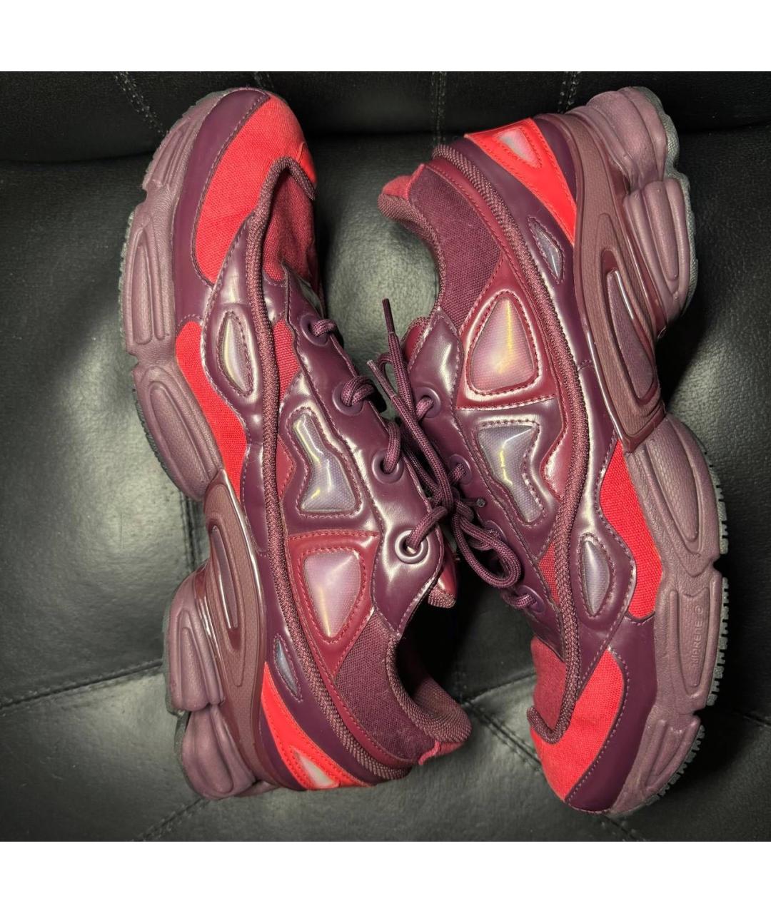 ADIDAS X RAF SIMONS Бордовые текстильные низкие кроссовки / кеды, фото 5