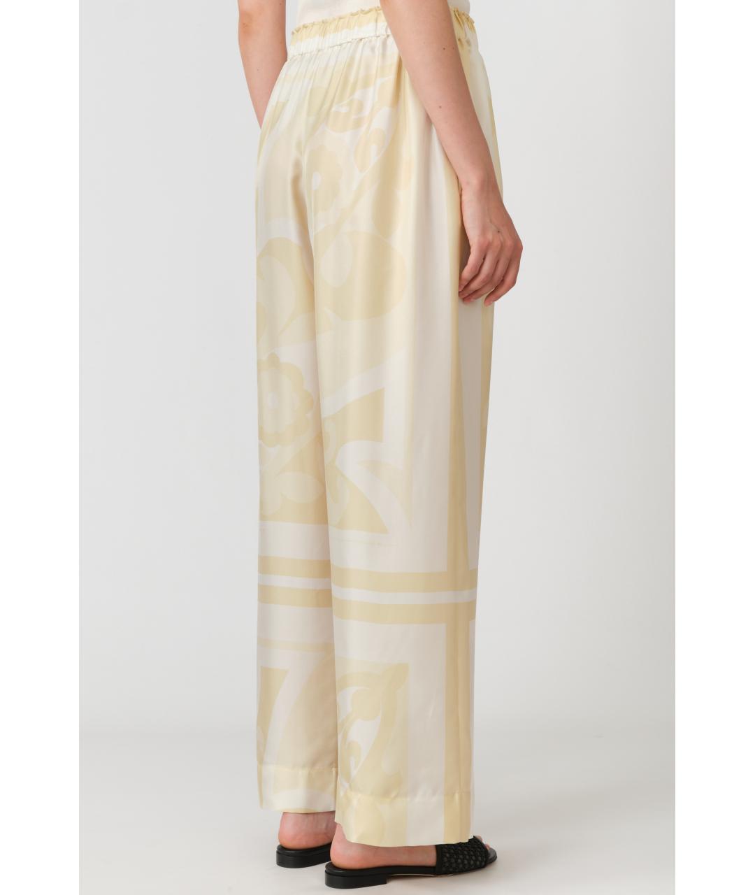 Carven Желтые шелковые прямые брюки, фото 3