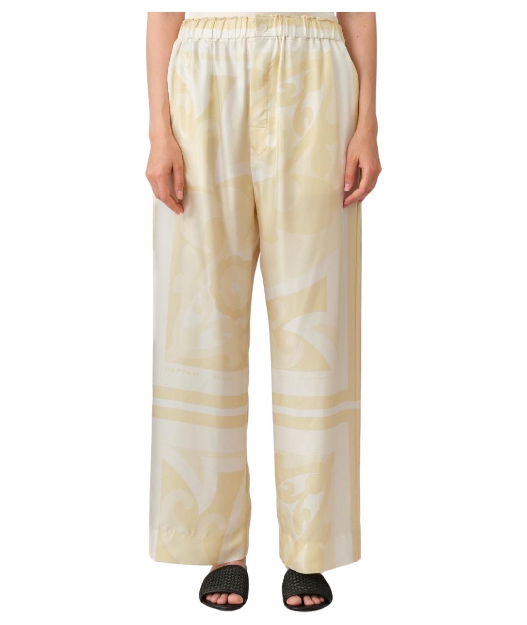 Carven Желтые шелковые прямые брюки, фото 1