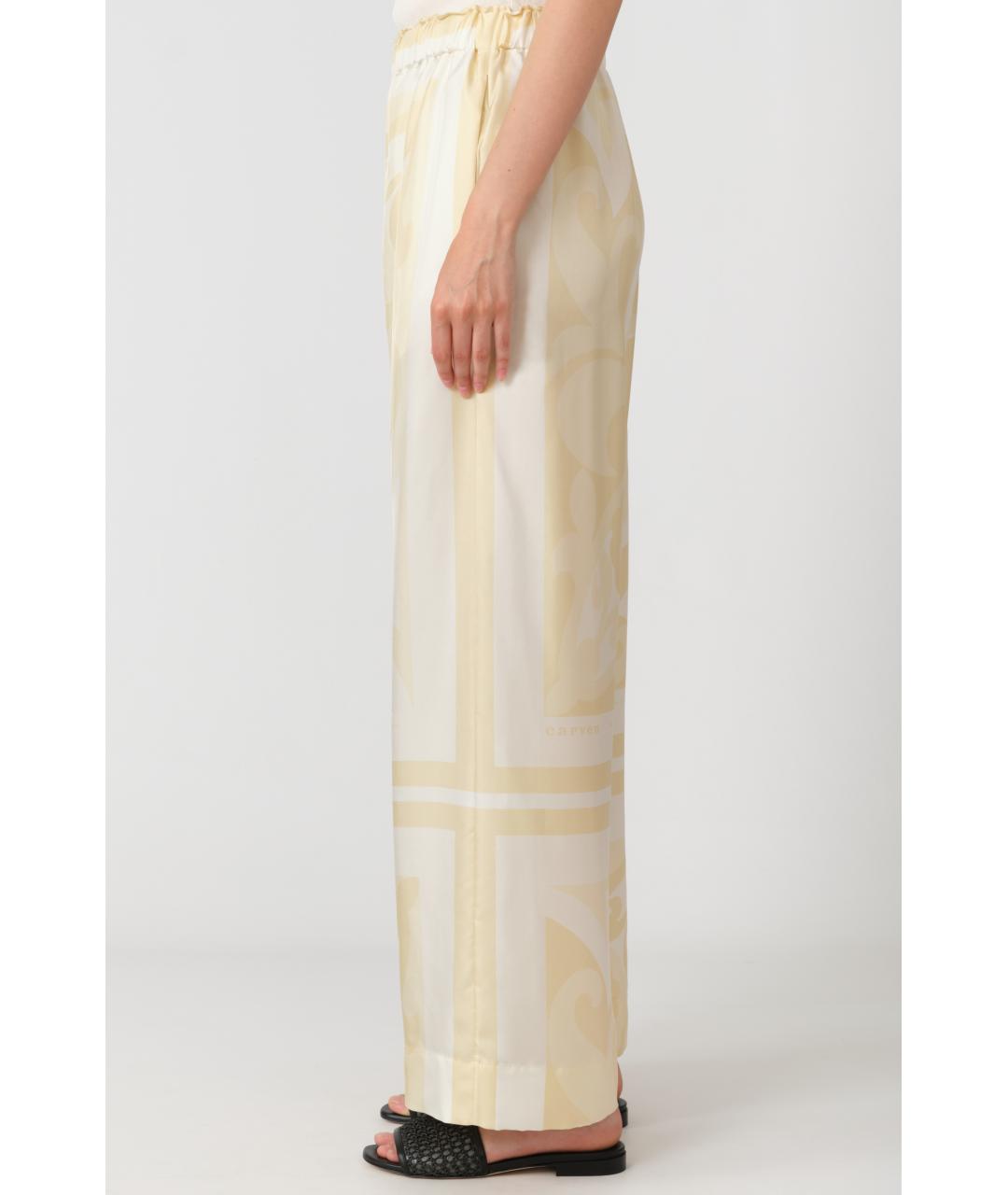Carven Желтые шелковые прямые брюки, фото 2