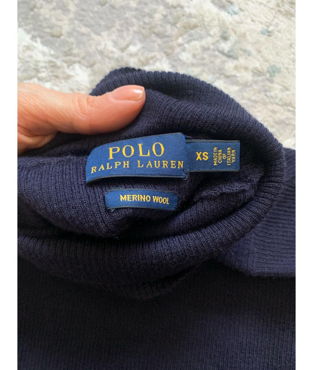 POLO RALPH LAUREN Темно-синяя шерстяная водолазка, фото 4