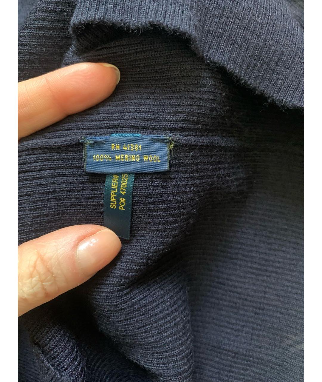 POLO RALPH LAUREN Темно-синяя шерстяная водолазка, фото 5