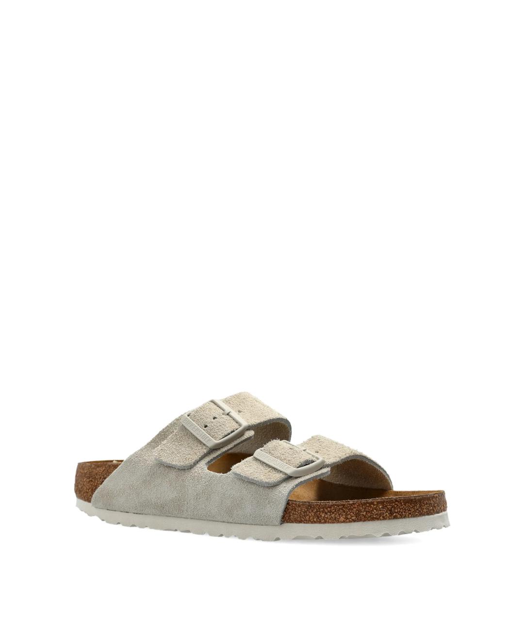 BIRKENSTOCK Бежевые кожаные шлепанцы, фото 2