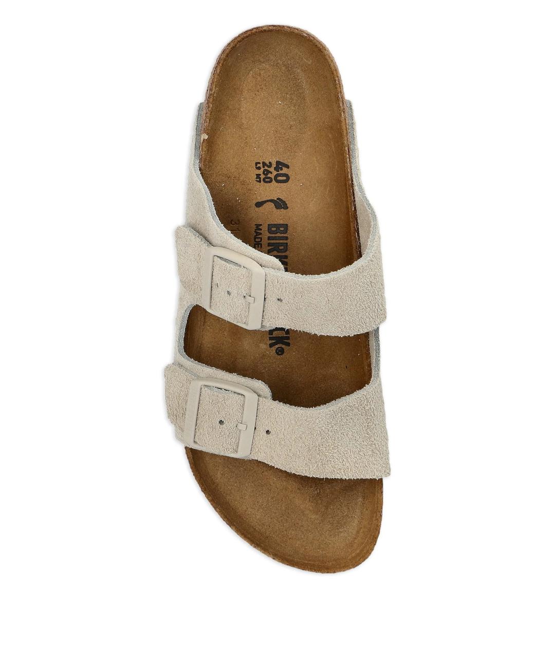BIRKENSTOCK Бежевые кожаные шлепанцы, фото 4