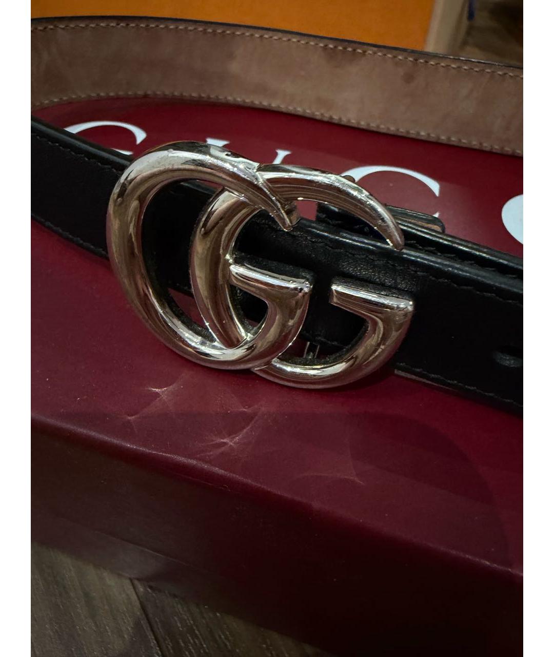 GUCCI Черный кожаный ремень, фото 2