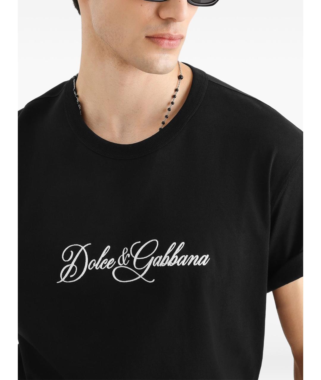 DOLCE&GABBANA Черная хлопковая футболка, фото 3