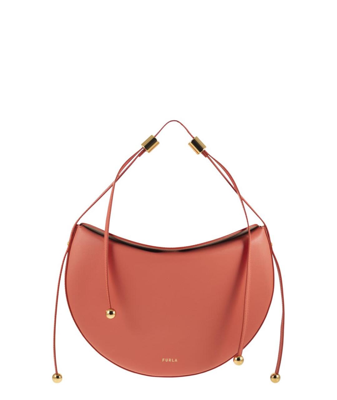 FURLA Коралловая кожаная сумка с короткими ручками, фото 1