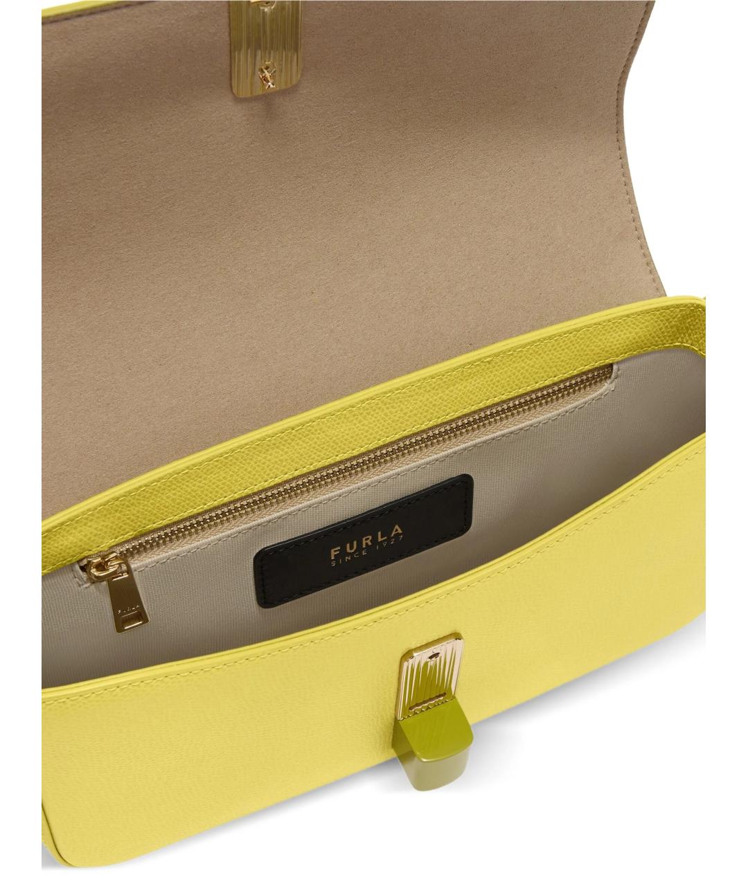 FURLA Желтая кожаная сумка через плечо, фото 3