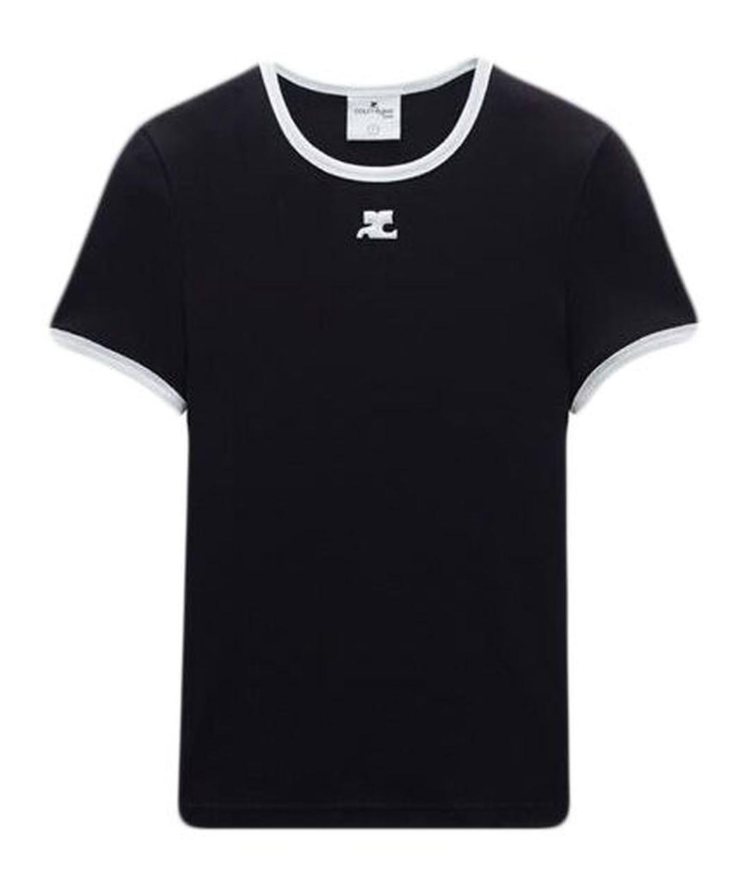 COURREGES Черная хлопковая футболка, фото 1
