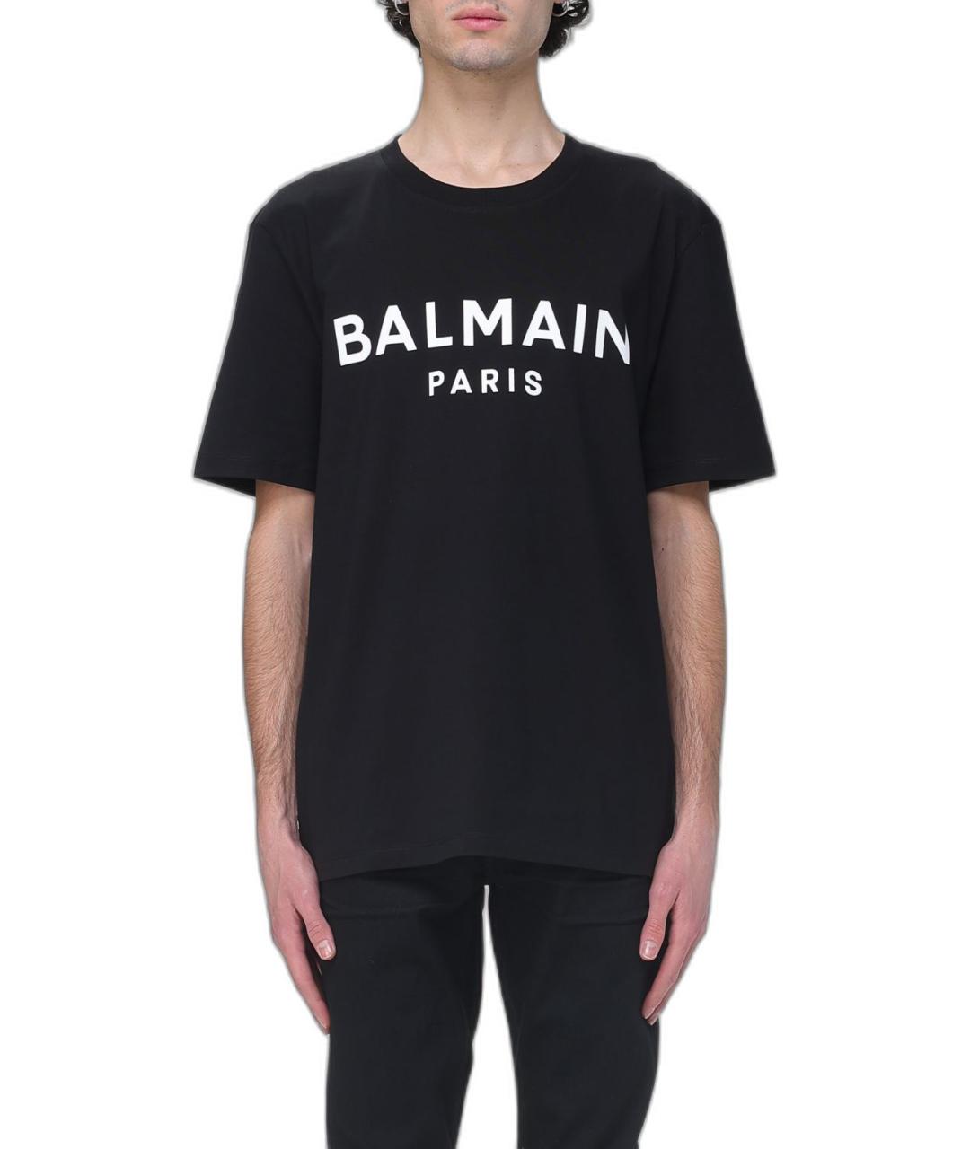 BALMAIN Черная хлопковая футболка, фото 2