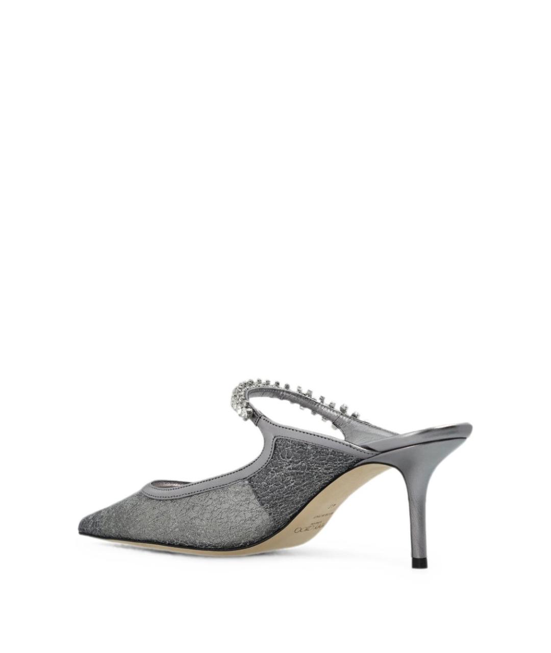JIMMY CHOO Серые кожаные мюли, фото 3