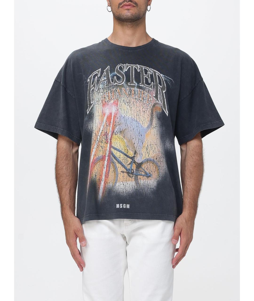 MSGM Черная хлопковая футболка, фото 1