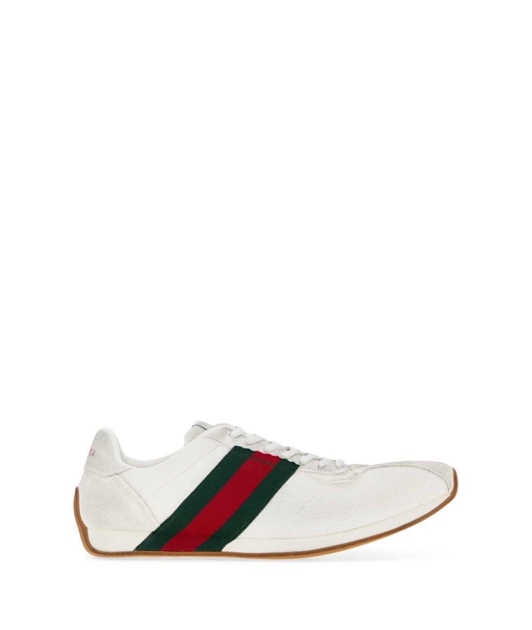 GUCCI Белые замшевые низкие кроссовки / кеды, фото 1