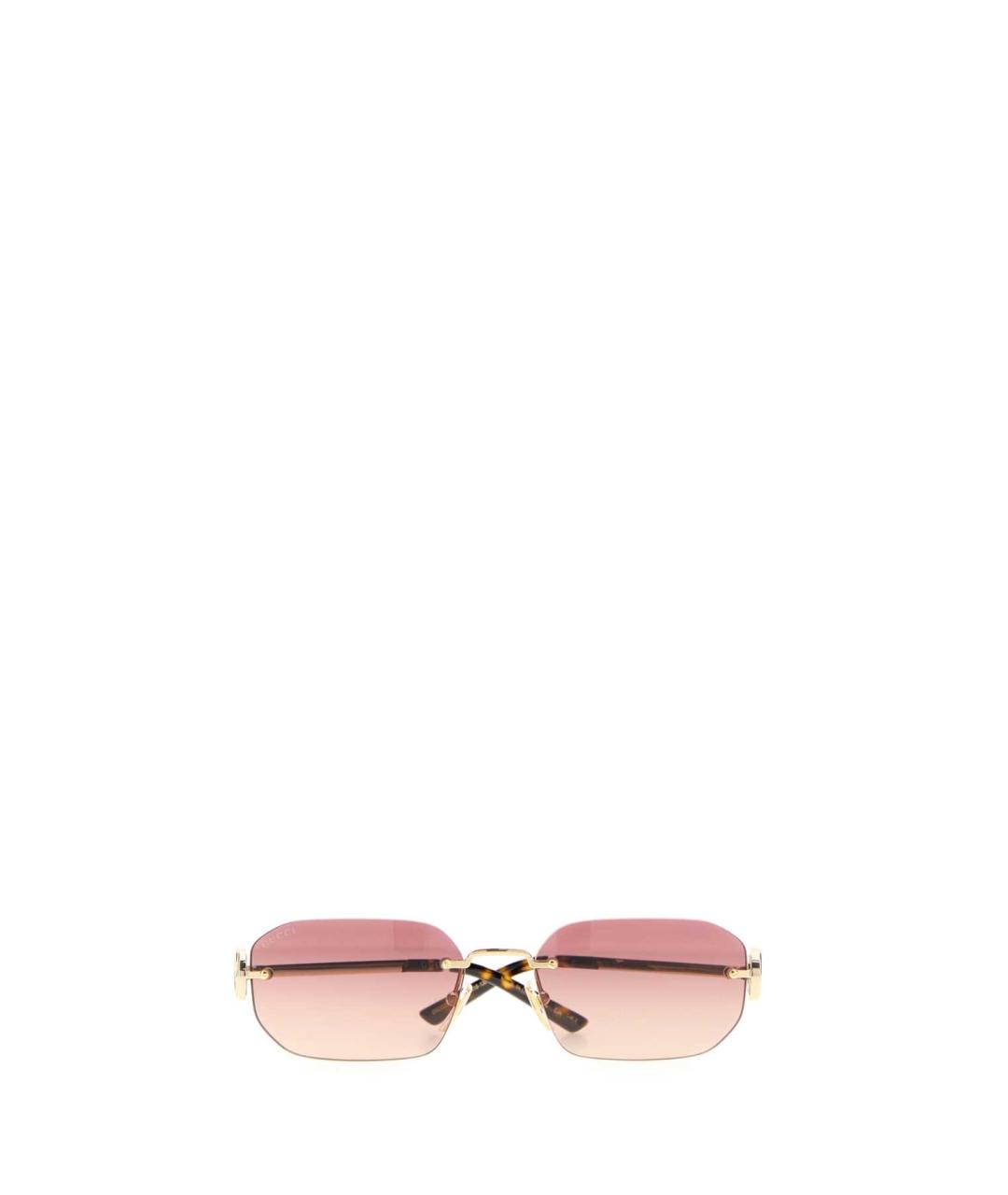 GUCCI Золотые металлические солнцезащитные очки, фото 2