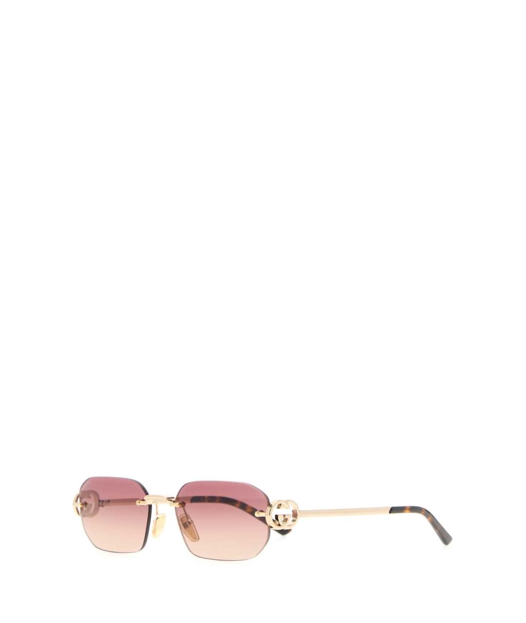 GUCCI Золотые металлические солнцезащитные очки, фото 1