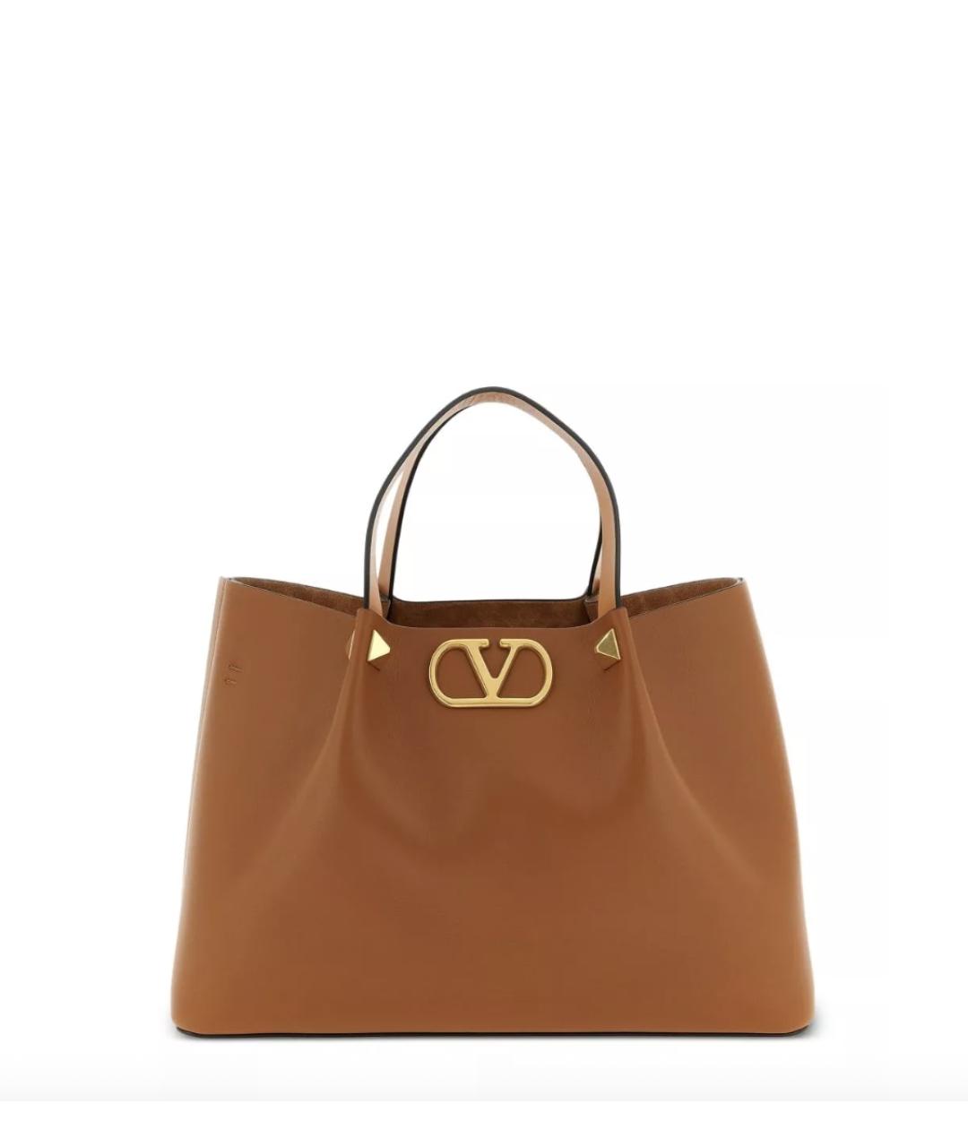 VALENTINO Коричневая кожаная сумка тоут, фото 5