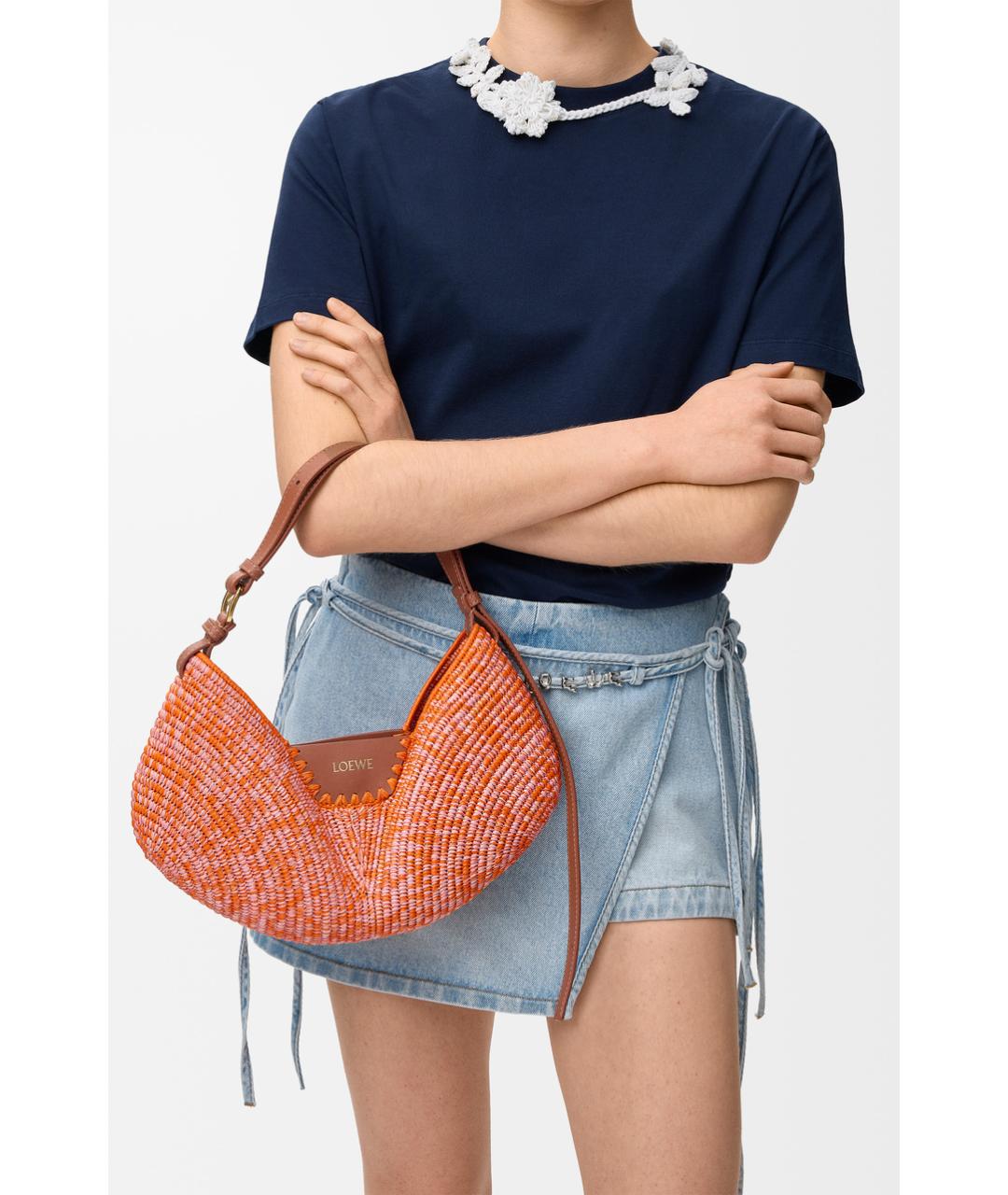 LOEWE Оранжевая плетеная сумка через плечо, фото 2