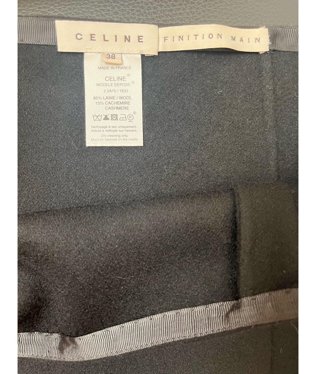 CELINE Черная шерстяная юбка миди, фото 6